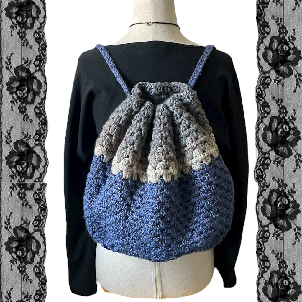 Crochet drawstring backpacks🖤